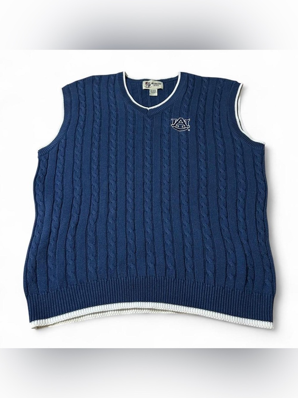 Vintage Y2K Joe College Auburn Tigers Cable Knit Golf Sweater Vest Size Large